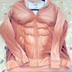 Faux Muscle Print Zip-Up sweatshirt Hoodie